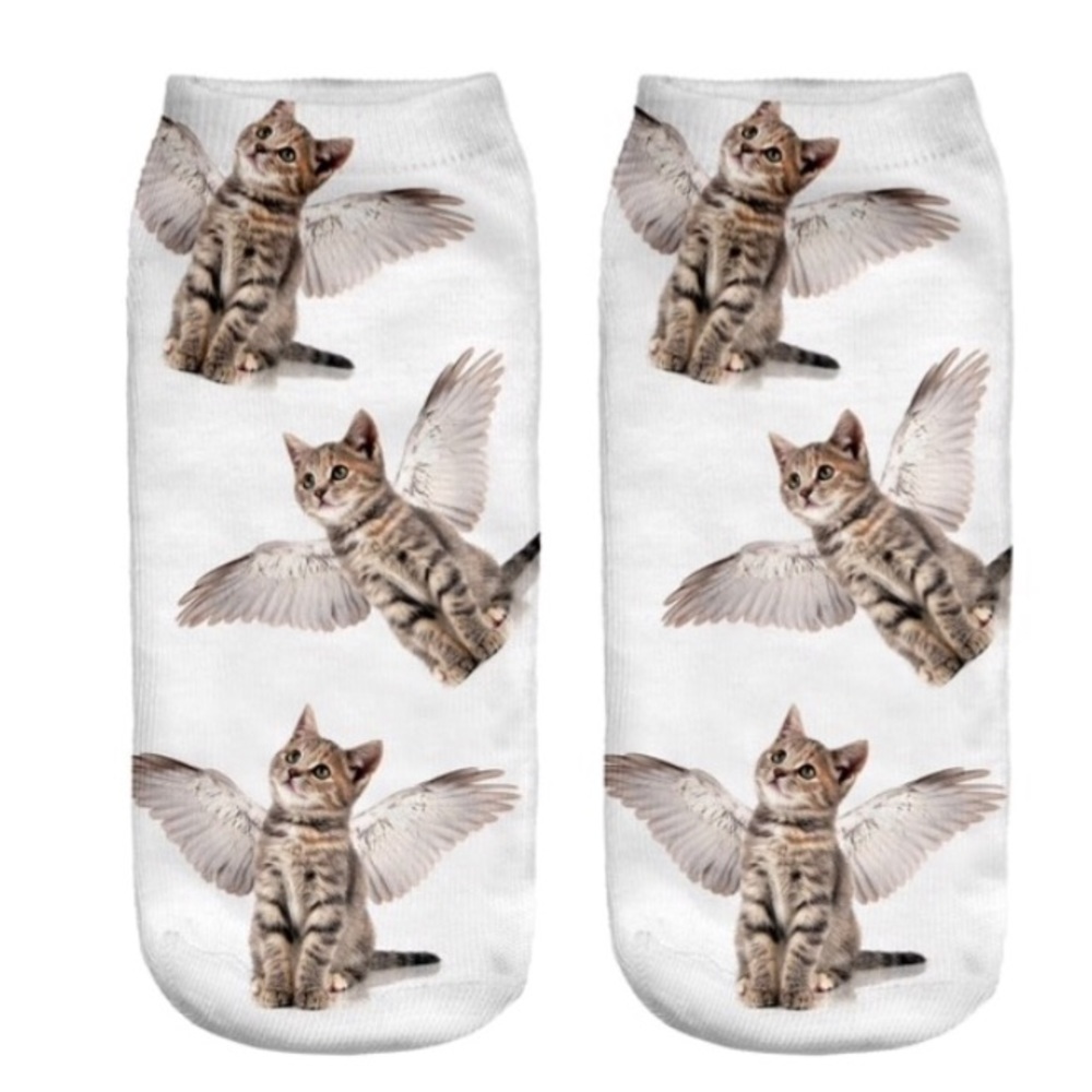 Ladies Angel Cat Ankle Socks